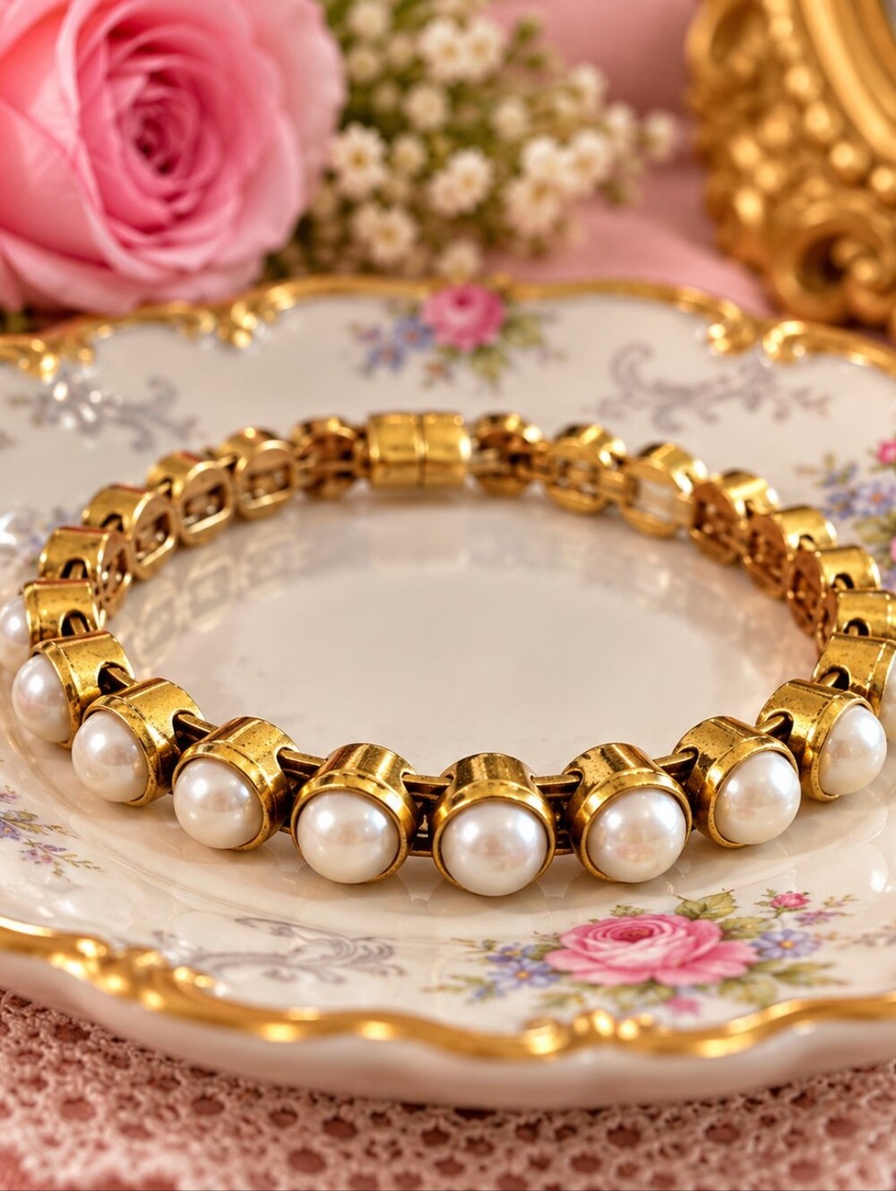 Gold and Pearl Bracelet